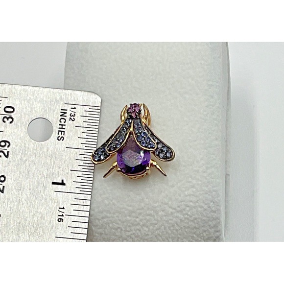Artisan 14K Gold Amethyst Bee Pendant Handcrafted by Made in Alaska - Picture 2 of 5